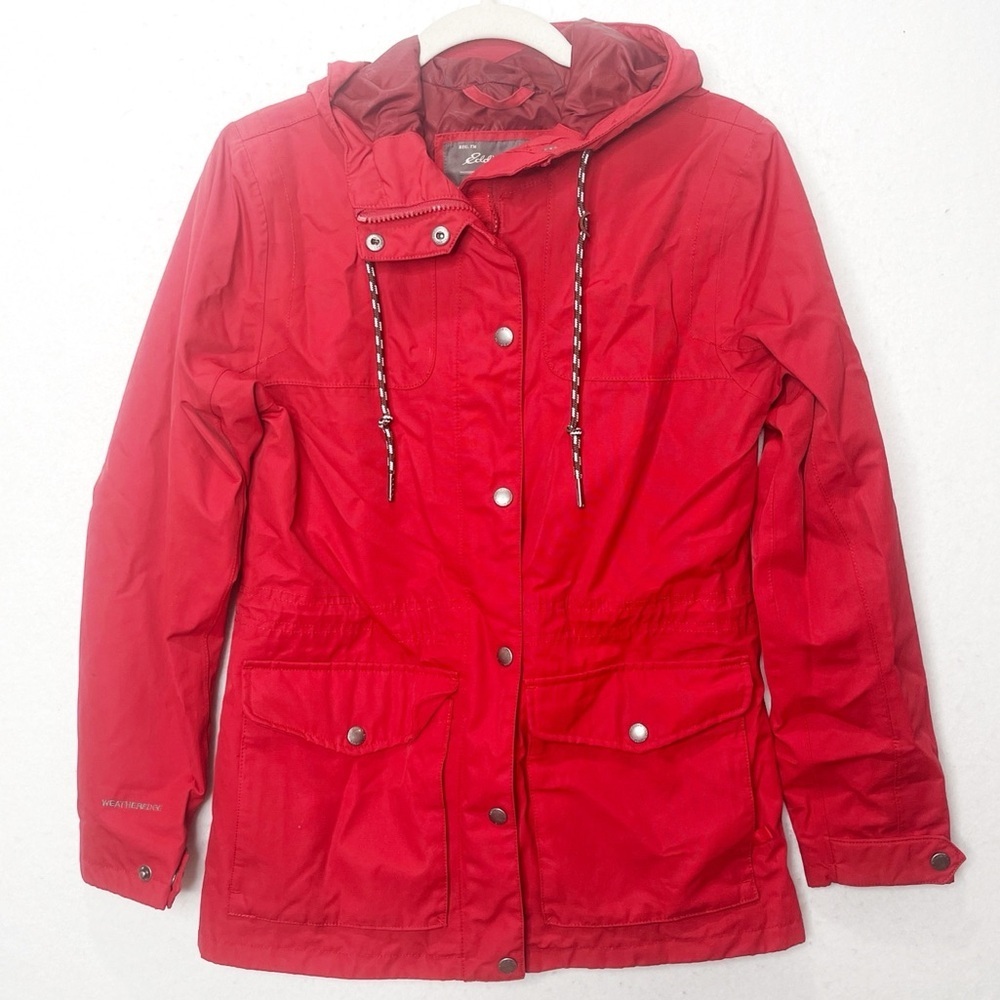 Eddie Bauer Charly Parka Rain Jacket Red Size Small Weatheredge Waterproof Wind - Picture 2 of 16